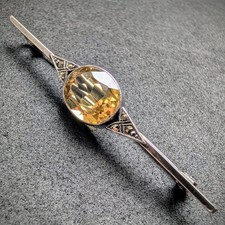 Art Deco Brosche 835 Silber gelb Citrin Markasit alt c. 1930