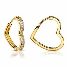 Ohrringe Gold Herz Creolen  Damen Zirkonia 18 Karat vergoldet WASSERFEST O3392D