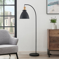 Lindby Trebale Stehleuchte Stehlampe Lampe Wohnzimmerlampe Leuchte schwarz holz