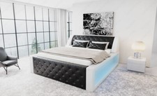 Designbett Bettgestell Modern Bett Doppelbett Kunstlederbett Schwarz-Weiß AREZZO