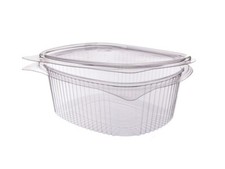 500 Feinkost Verpackungsbecher Salatbecher eckig PP recycelbar m. anh. Deckel