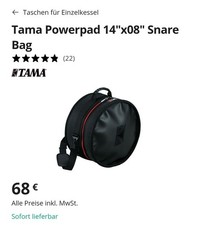 ‼️ NEU Tama Powerpad Drum Bag Snare Tasche Schlagzeug 14 Zoll Schwarz ‼️