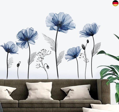 Wandtattoo blumen groß blau - wandtattoo,