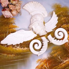 Vintage Stuckornamente Stuck, Römischer Krieger Kopf, Flügel, Kringel, Gipsstuck