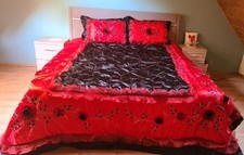 Modern Tagesdecke Bettwäsche für 2 Personen Rot Schwarz