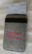 Telekom Handytasche Filz grau mit Gummi zum verschließen