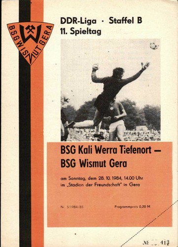 Ddr liga bsg wismut - 84/85, gera
