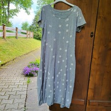 Rundholz asymmetrisches Tulpen Kleid Baumwolle Gr. M   Grau mit weißen Punkten