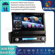 8-Kern 64GB Android 14 Autoradio 1 Din GPS WiFi BT5.0 RDS DSP DAB+CarPlay DVB-T2
