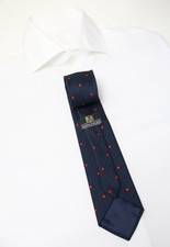 Leder Krawatte Herren Einheitsgröße Marineblau Punktmuster Spitz