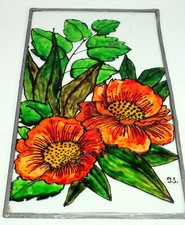 J.S. Fensterbild Suncatcher Blume bleiverglast Glasbild bunt schön