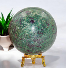 Grüner Rubin Fuchsit Kristall Stein Heilung Reiki Edelstein Dekor Kugel Gesch...