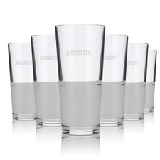 6x Absolut Glas 0,33l Frosted Vodka Longdrink Cocktail Gläser Geeicht Gastro Bar