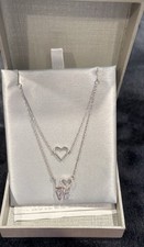 ZALES Diamant Doppelstrang Liebe & Herz Anhänger Sterling Silber 925 Halskette