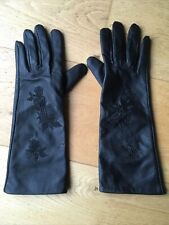 Lange Lederhandschuhe elegant Handschuh schwarz weiches Leder ca Gr. 6 Rose