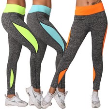 Leggings Damen Neon Stretch Sport Laufhose Fitness Yoga Gymnastik Leggins Grau