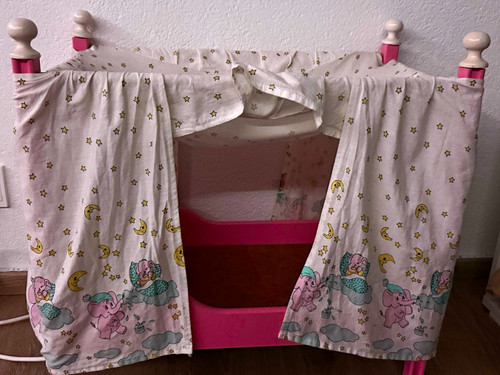 Puppenbett rosa weiß mit - puppenbett,