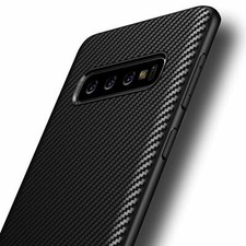 Hülle für Samsung Galaxy S10 Schutzhülle Silikon Case Schwarz Cover Carbon Optik