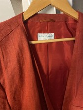 korallenroter Leinenblazer mit goldenen Knöpfen 50 Vintage-Mode