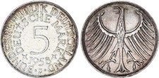 BRD 5 DM Silber 1958 J Silber