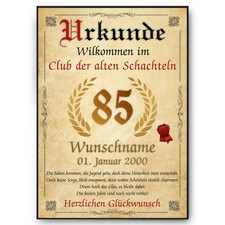 85. Geburtstag Urkunde