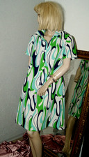 Bildhübsches Vintage KLEID Robe 60/70 er Jahre weiß grün blau Retro Trevira 50