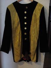 Damen Samt Mantel Gehrock schwarz gelb rot Knöpfe 38 40