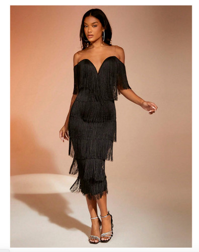 Damen kleid mit fransen - damen,