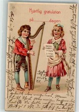 39899468 - Kinder Harfe Glueckwunsch 1907