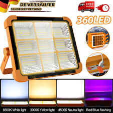 3500W LED Arbeitsleuchte Akku Aufladbar 4 Lichtmodi Solar Baustrahler Flutlicht