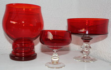 3x Glas Schalen mit Fuß Vase