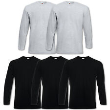 5 Fruit of the Loom Herren T Shirts Longsleeve M L XL XXL Langarm Set Shirt Neu