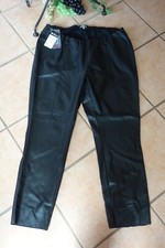 ULLA POPKEN Kunstleder Hose Schlupf Hose Gr. 52 NEU schwarz Stretch LAGENLOOK