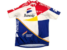 BANESTO Nalini true vintage Radtrikot Herren XL Weiß Blau Kurzarm Shirt 90s
