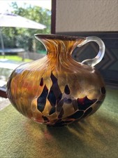 Glas Henkel Insierende Vase Franz Austen  Mehrfarbig Handarbeit Unikat defekt