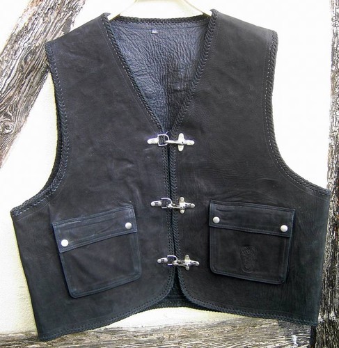Rocker biker nubuk lederweste - biker,