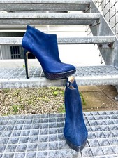Sexy Buffalo London Plateau Stiletto Ankle Boots Royalblau Samtoptik 37