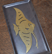 Plastisches Vintage Metall Wandbild SKALAR Fisch DDR um 1965/70