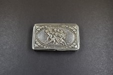 hochwertige antike Deckeldose Silber, Kinder im Blumenreigen um 1900