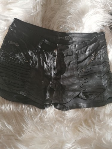 Schwarze sexy kunstledershorts - schwarze,