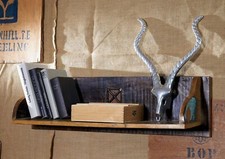 ausgefallenes Vintage Wandregal Wandboard Indisches Altholz mehrfarbig 85x22x24