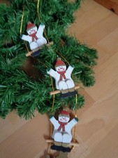 ~ süße Schneemänner auf Leiter/ Schaukel~ rot/weiß ~ Holz