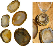 5 Achat Untersetzer Braun Grau