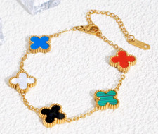 13mm Classic Blumenkette Armband 18 K vergold. Kleeblatt