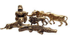 6 x Messing Tiere Figuren Sammlung  Tierfigur  Löwe Elefant Tiger Gorilla Deko