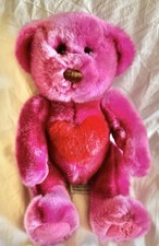 Douglas, rosa Samt Teddy mit Herz Kuscheltier 20 cm Heunec Top Neuwertig Pink