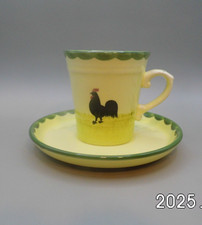 Keramik  Kaffee-Tasse mit Untertasse Serie Hahn u. Henne Zeller Keramik