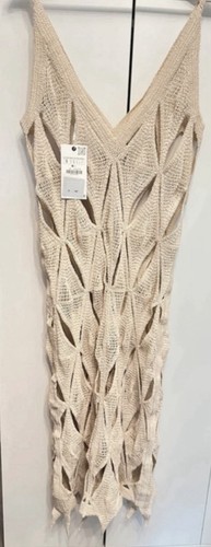 Zara häkel kleid beige - beige, neu