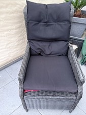 Verstellbarer Gartensessel mit Auflagen Poly Rattan Dunkelgrau