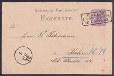76099) WALDAU I.D. OB.LAUSITZ Schlesien nachverwendeter Stempel 1886 auf Postkar